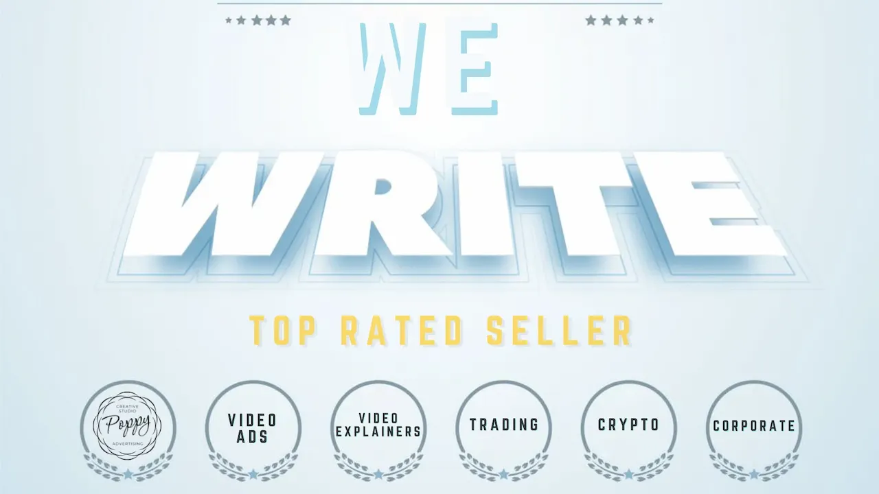 We write! We provide copywriting services for video ads, video explainers, trading videos, crypto videos and corporate video ads